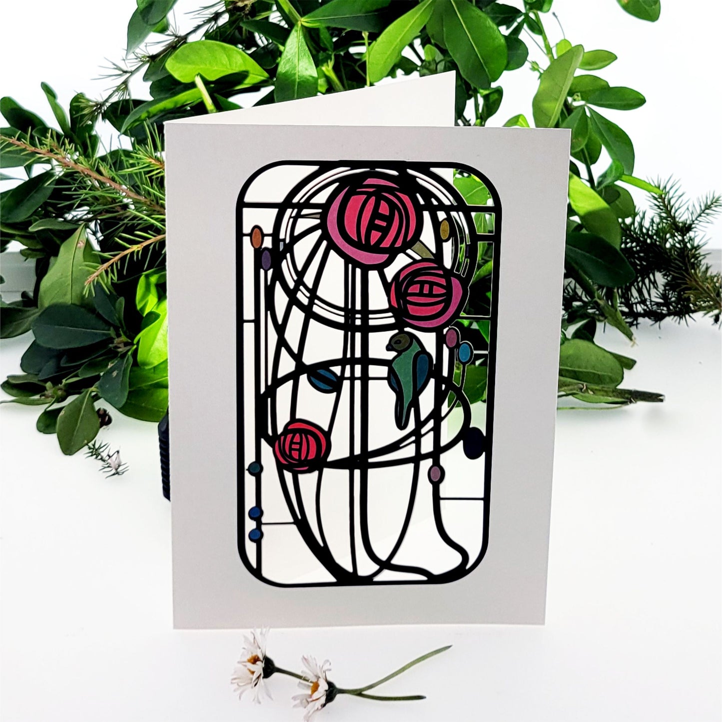 Bird/Rose - Blank - Charles Rennie Mackintosh Style Card - #MC005