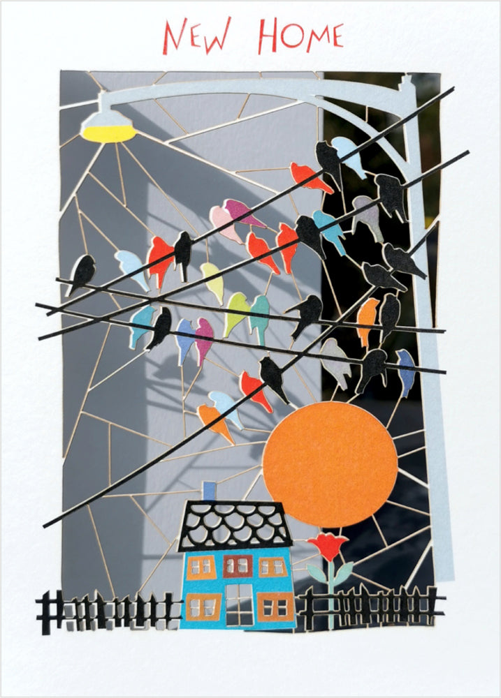 ''New Home'' Card, House & Birds - PM106
