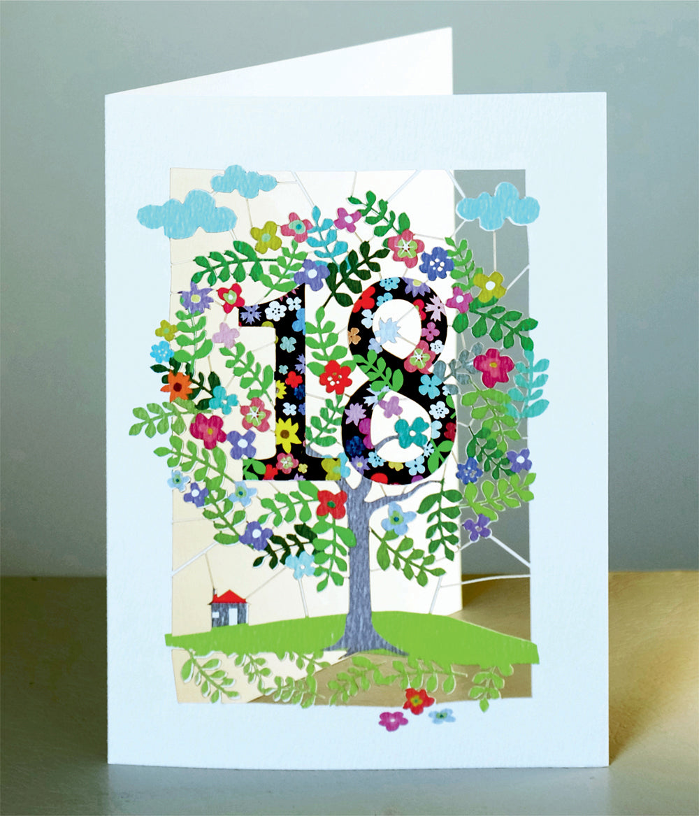 Age 18 Birthday Card, 18th Birthday Card, Tree Card - Pm118