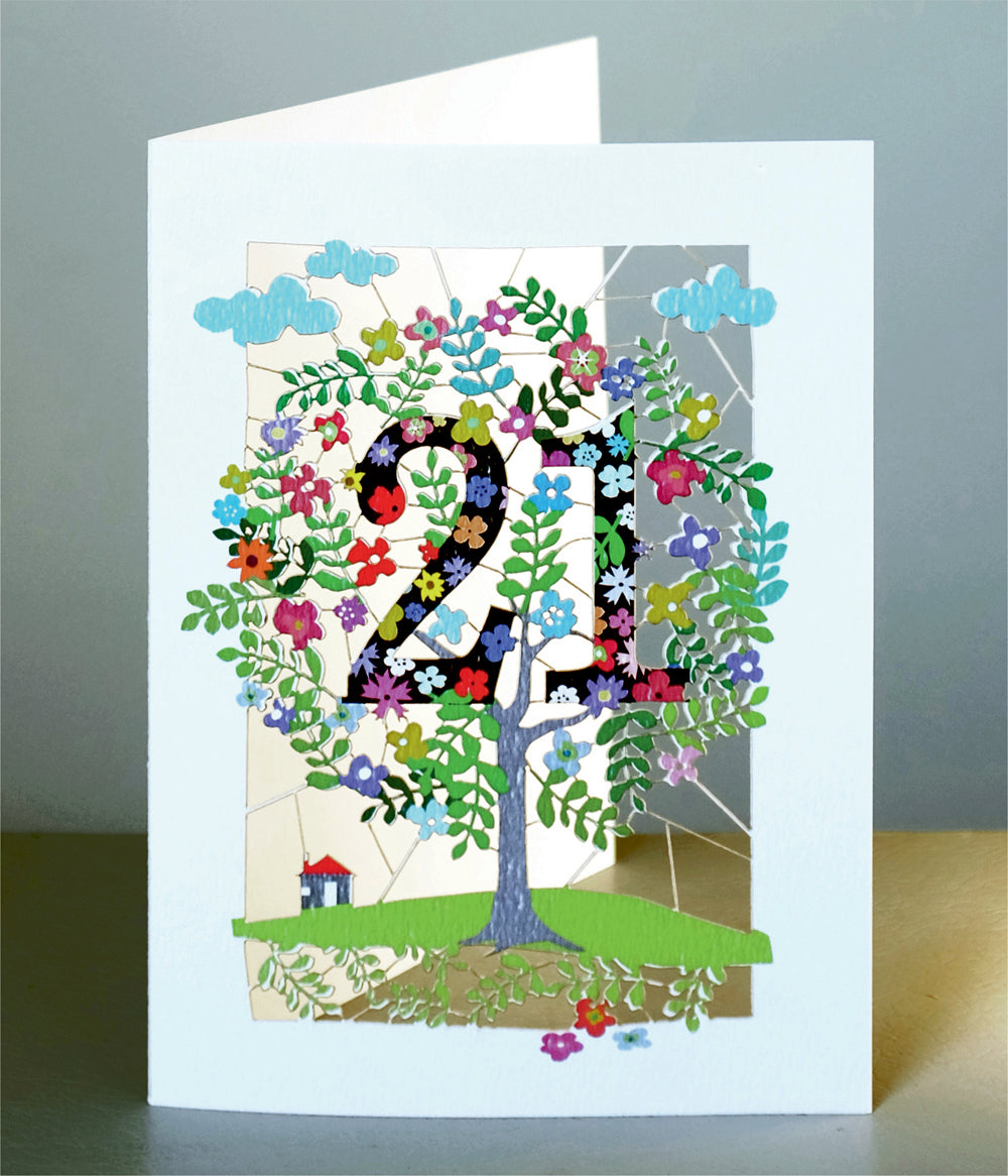Age 21 Birthday Card, 21st Birthday Card, Tree Card - Pm121
