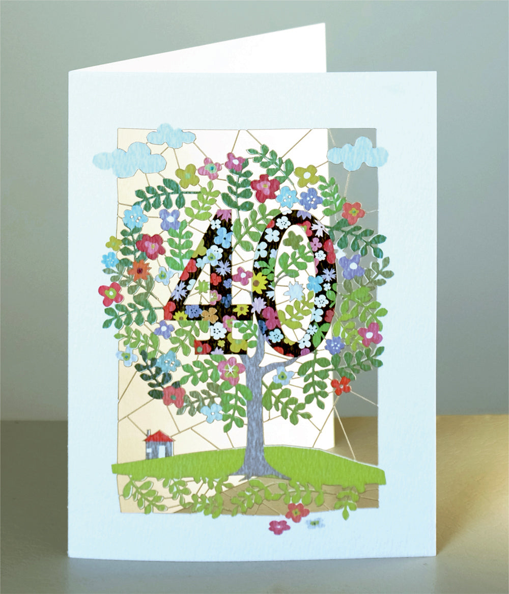Age 40 Birthday Card, 40th Birthday Card, Tree Card - Pm140