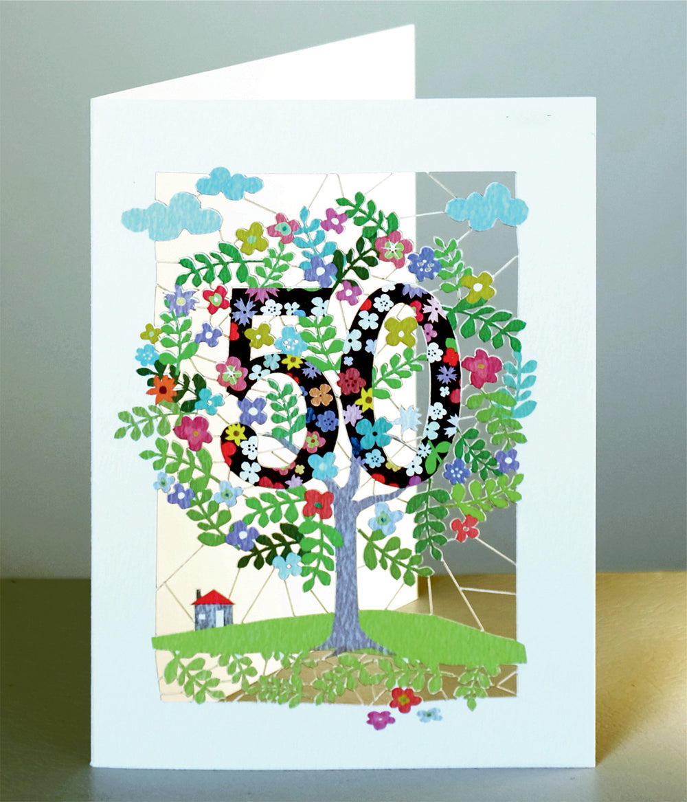 Age 50 Birthday Card, 50th Birthday Card, Tree Card - Pm150
