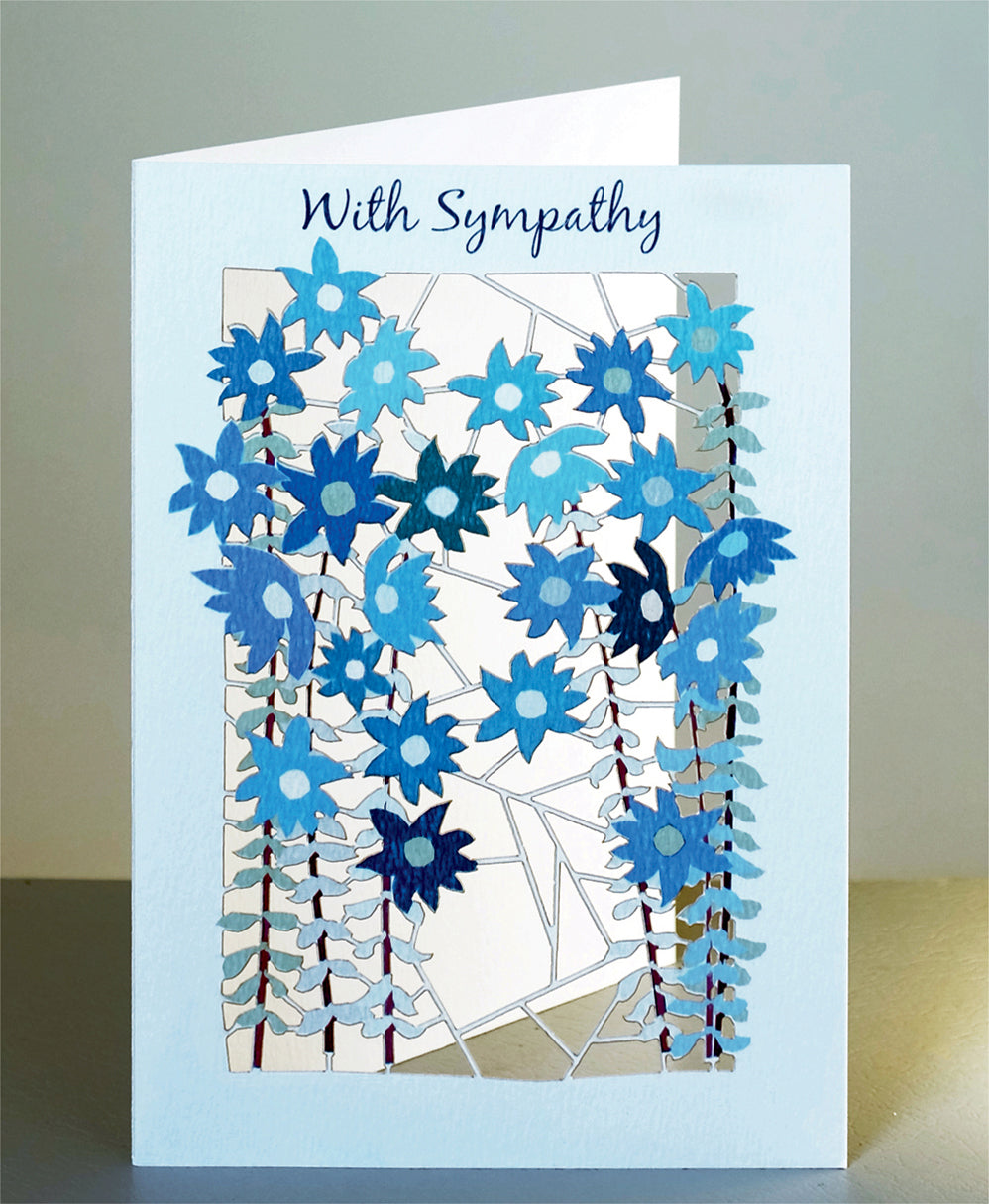 ''With Sympathy'' - Blue Daises - Sympathy Card - #PM-153
