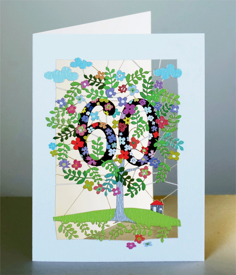 Age 60 Birthday Card, 60th Birthday Card, Tree Card - Pm160