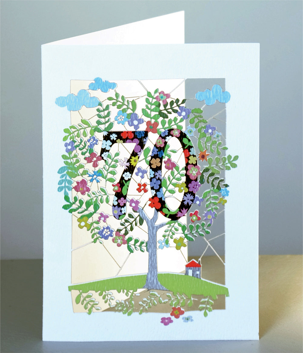 Age 70 Birthday Card, 70th Birthday Card, Tree Card - Pm170