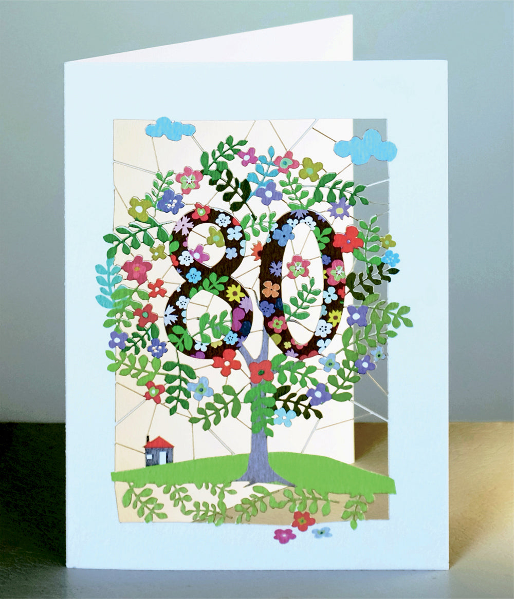 Age 80 Birthday Card, 80th Birthday Card, Tree Card - Pm180
