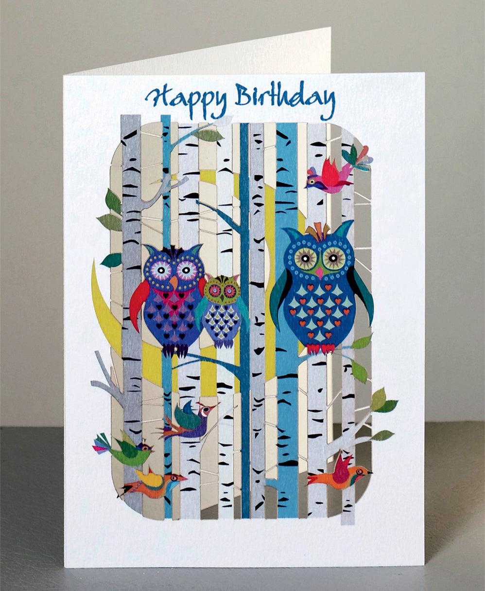 Owls - ''Happy Birthday'' - Owl Card - Birthday Card - PM210