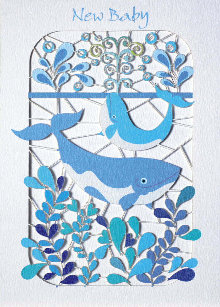 ''New Baby'' Card, Baby Boy, - Whales - PM226