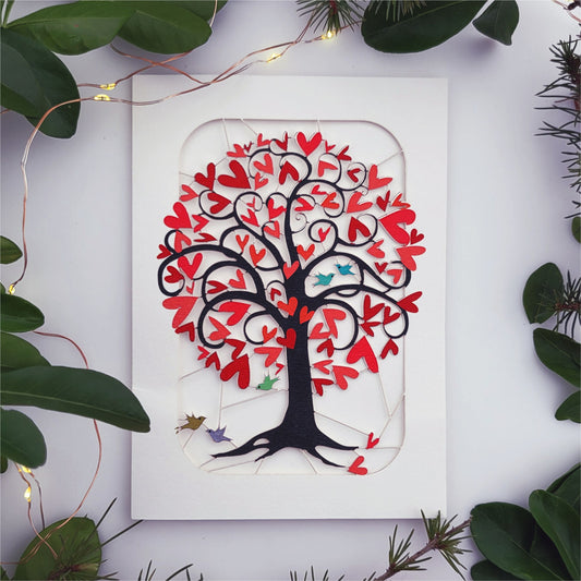 Curly Heart Tree - Blank - Love/Valentines Card - PM245