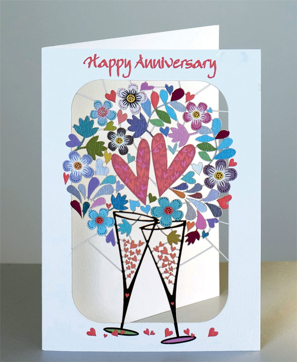 ''Happy Anniversary'' - Champagne Glasses - Anniversary Card, #PM-256