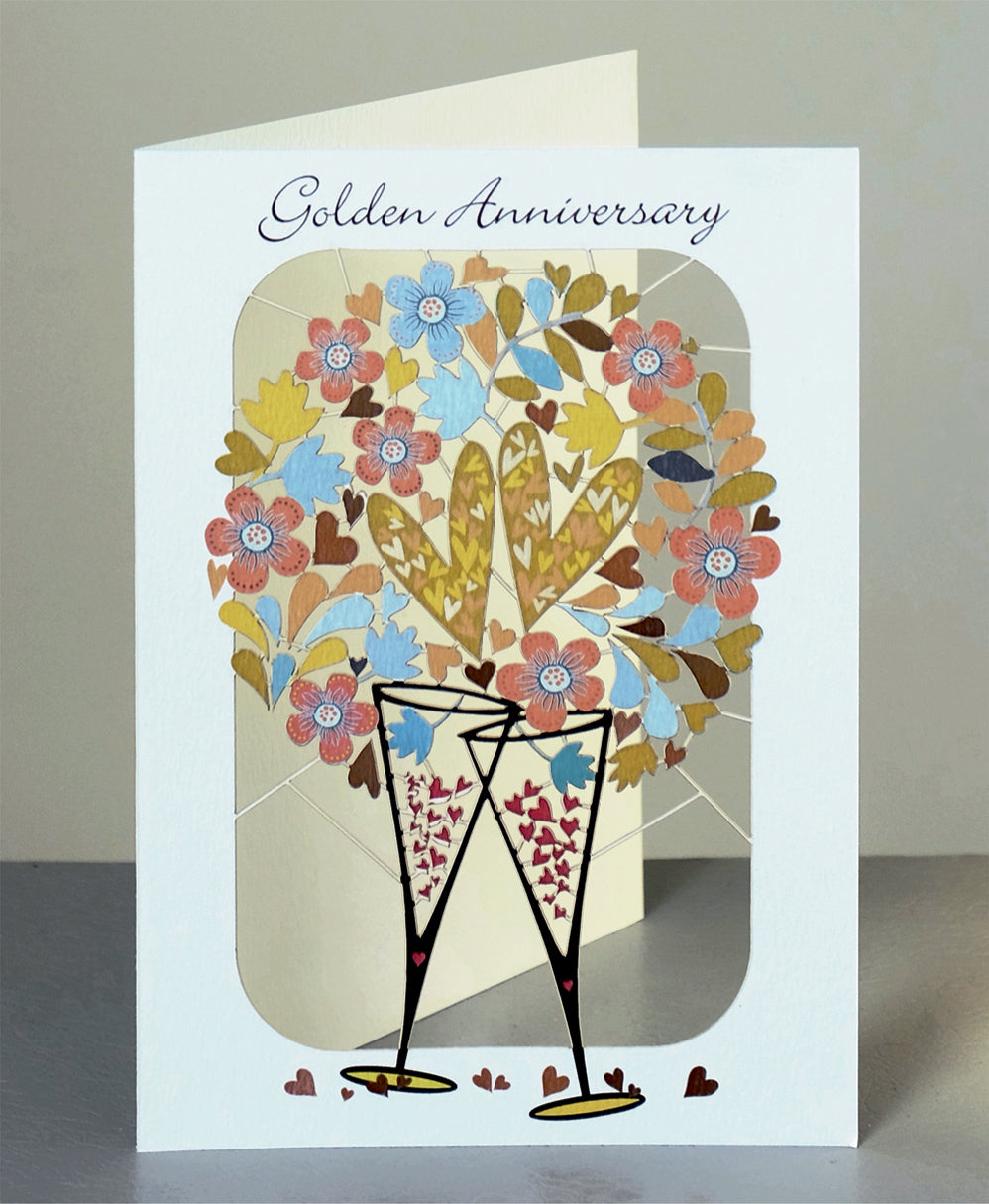 ''Golden Anniversary'' - Champagne Glasses - 50th Anniversary Card, #PM-261