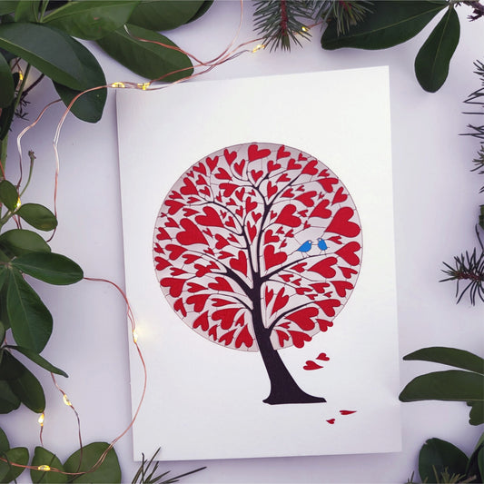 Red Heart Tree - Blank - Love/Valentines Card - PM743