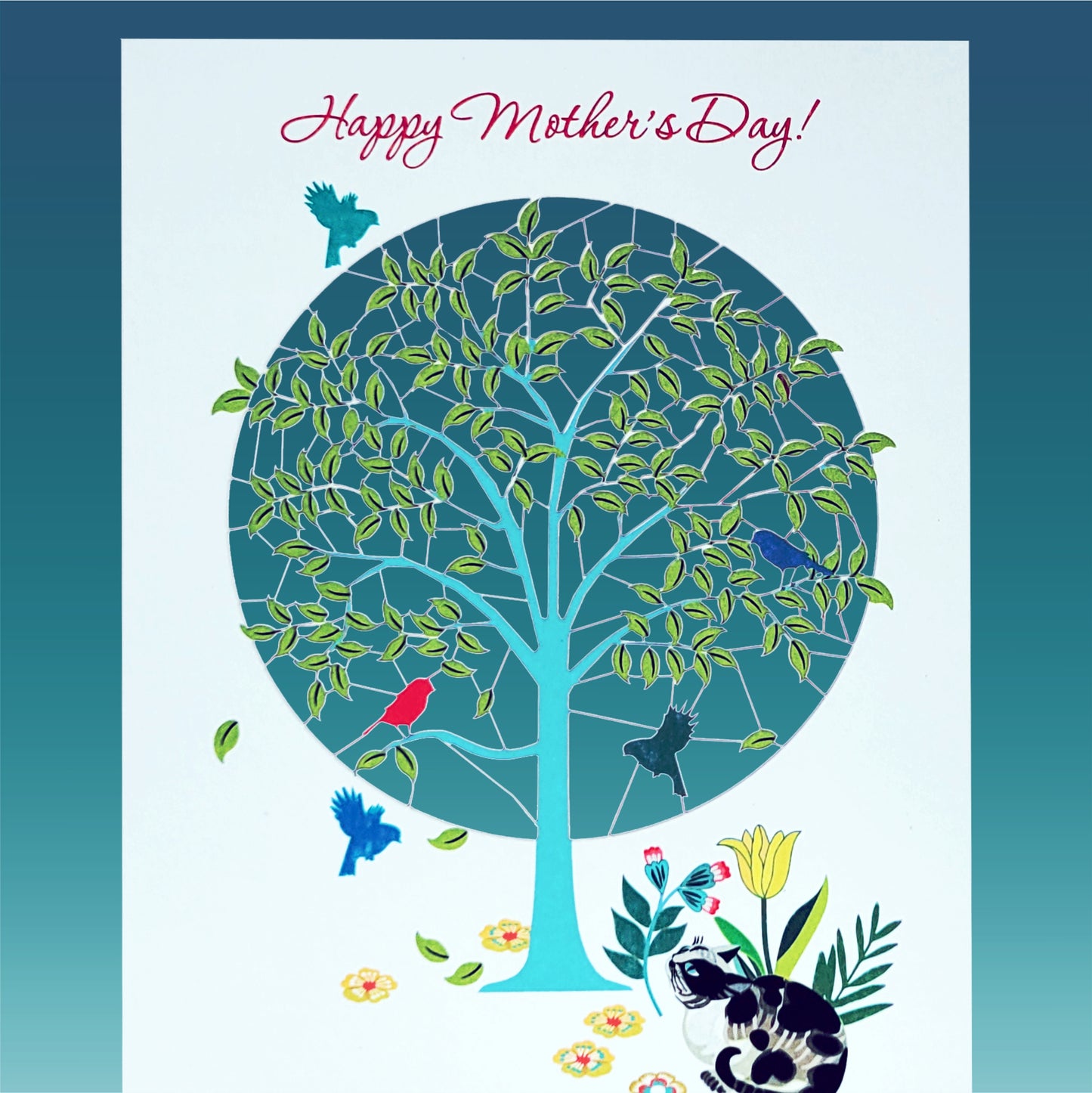 Tree & Cat - ''Happy Mother's Day!'' - Mother's Day Card  - PMM 019