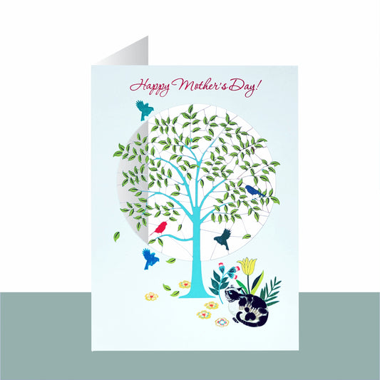 Tree & Cat - ''Happy Mother's Day!'' - Mother's Day Card  - PMM 019