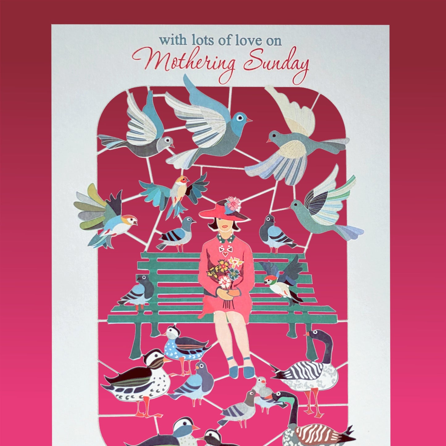 Lady & Birds - ''With Lots of Love on Mothering Sunday'' - Mother's Day Card - PMM 020