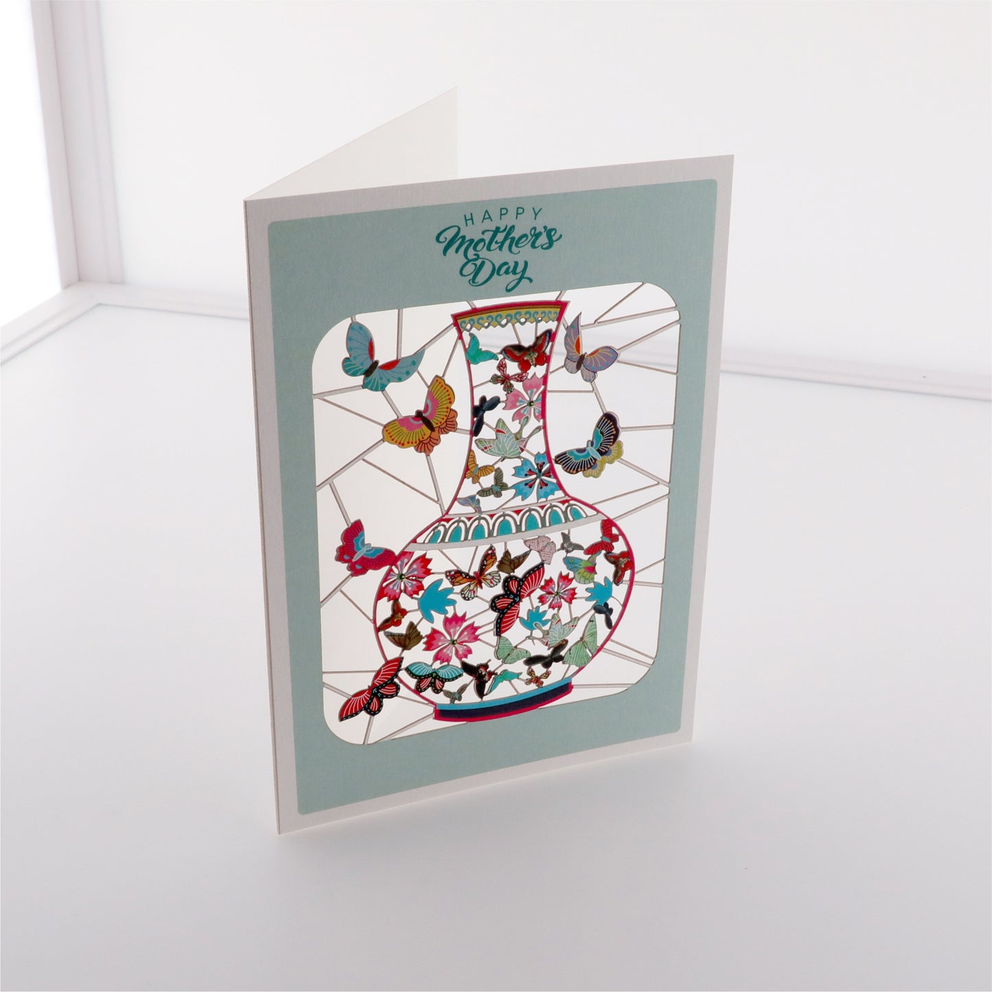 Vase/Butterflies - ''Happy Mother's Day'' - Mother's Day Card - PMM 305