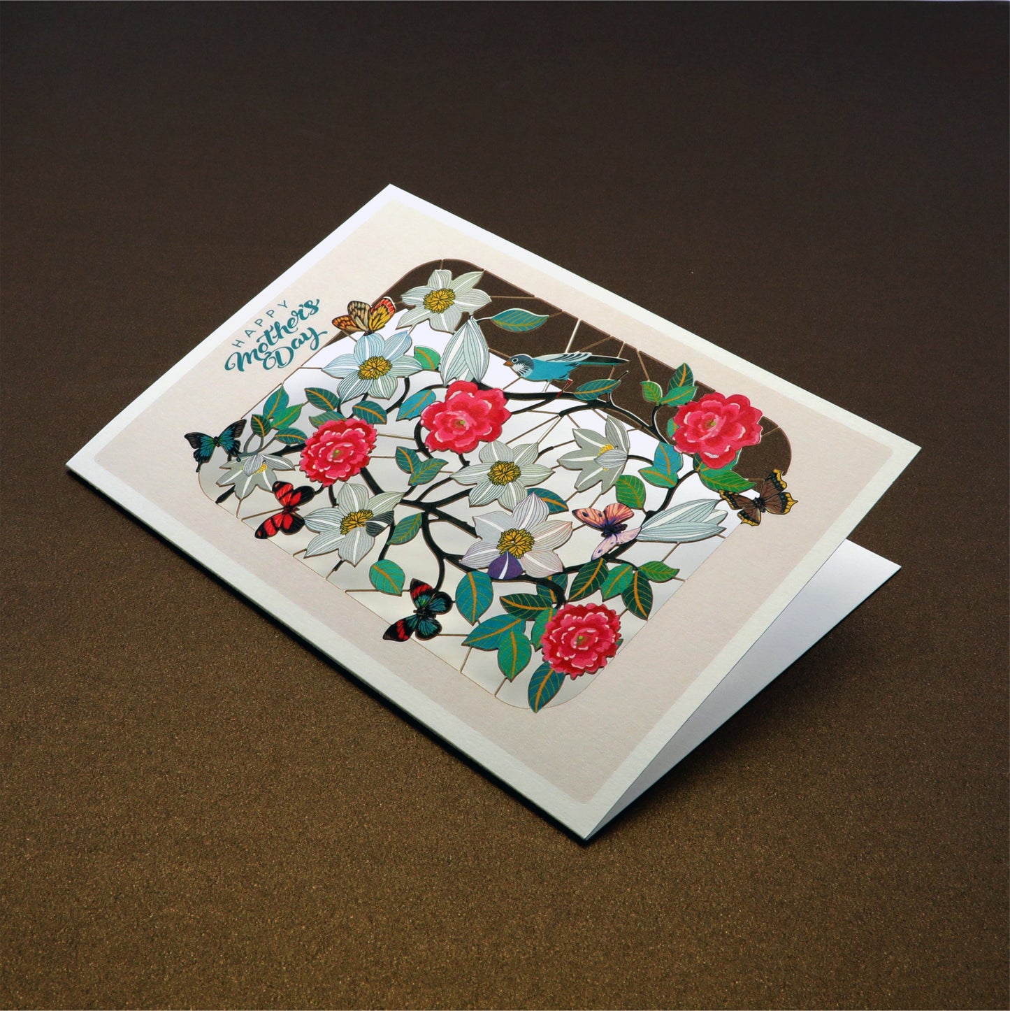 Bird & Flowers - ''Happy Mother's Day'' - Mother's Day Card - PMM 306