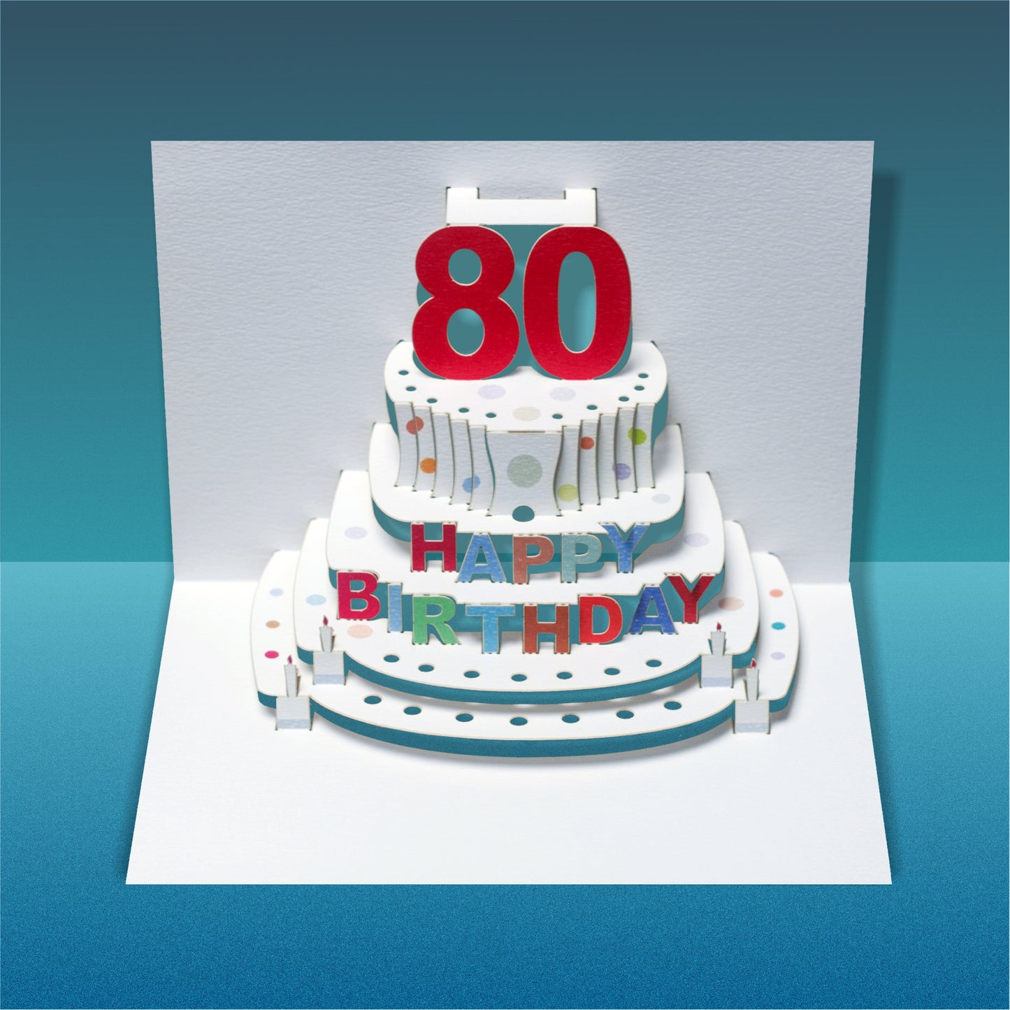 Age 80 Birthday Card, 80th Birthday Card, Cake Birthday Card, Pop Up Card. #POP-051 (AGE80)