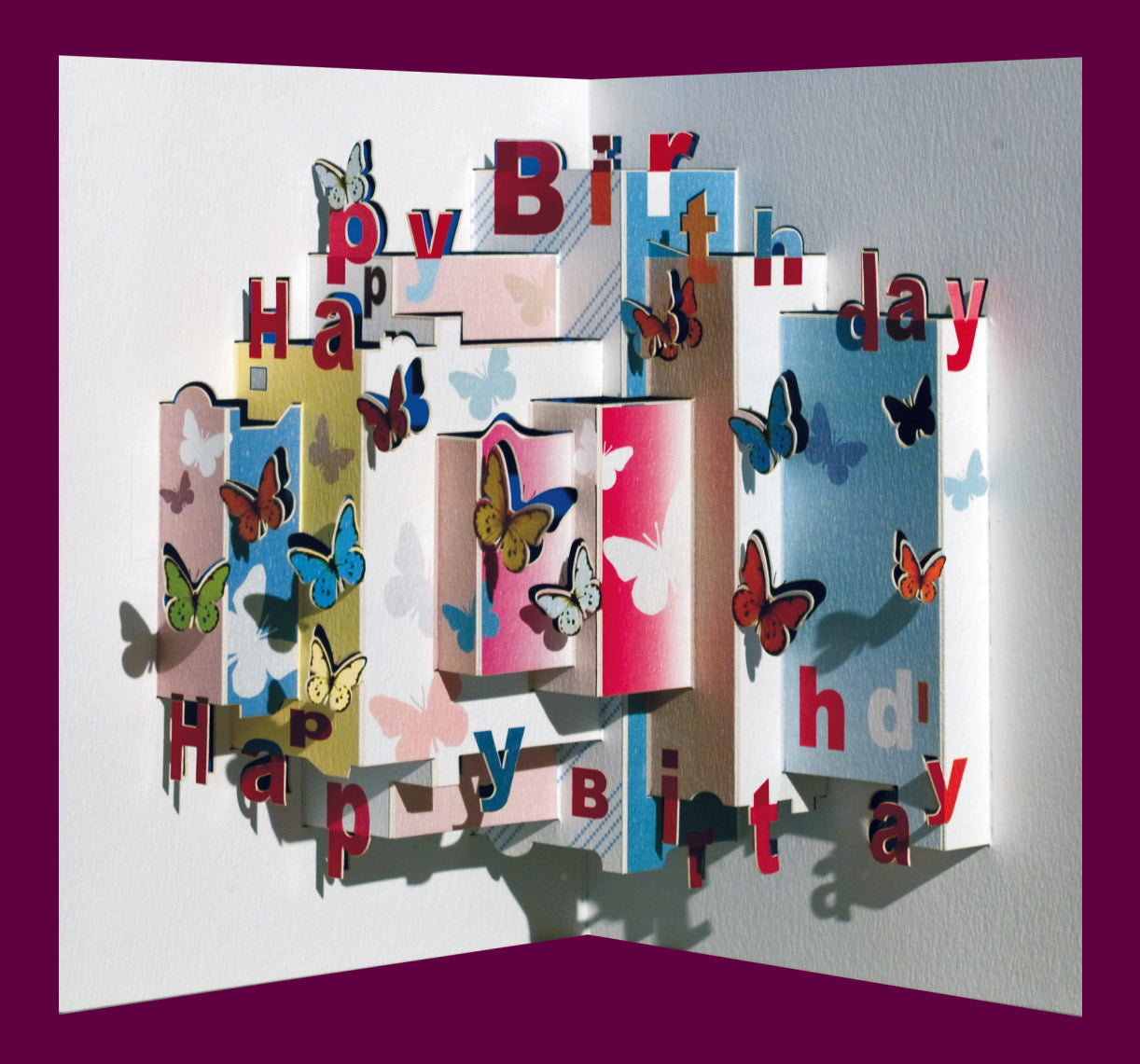 Pop Up ''Happy Birthday'' Card -Butterflies- 3d Card, Birthday Card, Pop Up Card. #POP-067