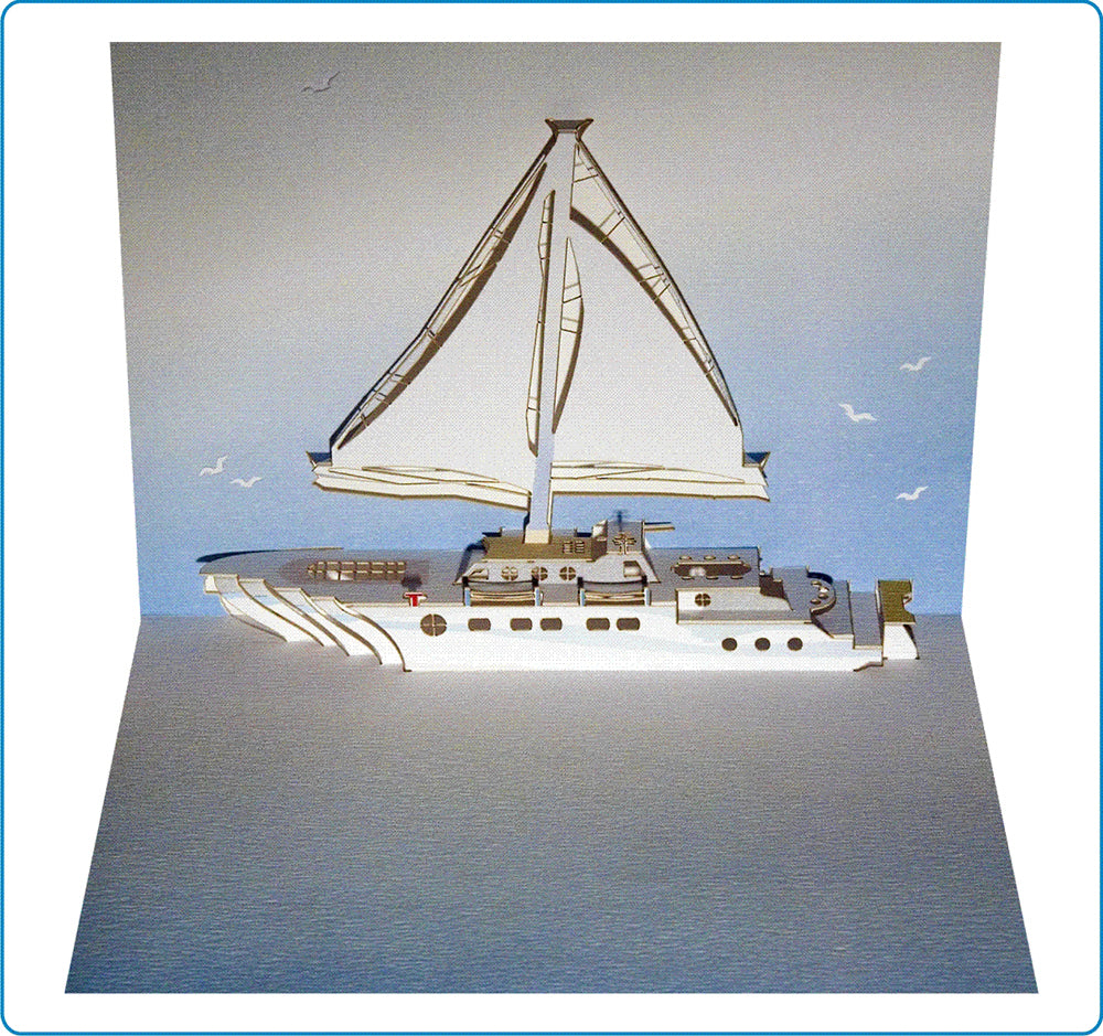 Pop Up -Blank - Yacht Card - 3d Card, Birthday Card, Pop Up Card - #POP-078