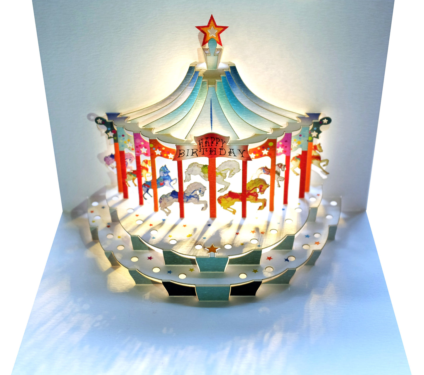 Pop Up ''Happy Birthday'' Carousel Card - 3d Card, Birthday Card, Pop Up Card. #POP-096