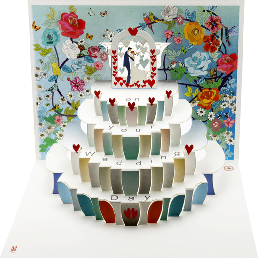 Pop Up - ''Happy Wedding Day'' - Bride & Groom Flower Card - 3d Card, Wedding Card, Pop Up Card #POP-132