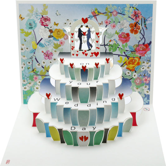 Pop Up - ''Happy Wedding Day'' - Two Grooms Flower Card - 3d Card, Wedding Card, Pop Up Card #POP-133