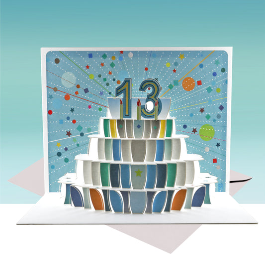Age 13 Birthday Card, 13th Birthday Card, Cake Birthday Card, Pop Up Card. #POP-142 (AGE13)