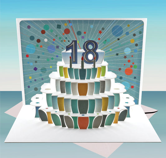 Age 18 Birthday Card, 18th Birthday Card, Cake Birthday Card, Pop Up Card. #POP-144 (AGE18)
