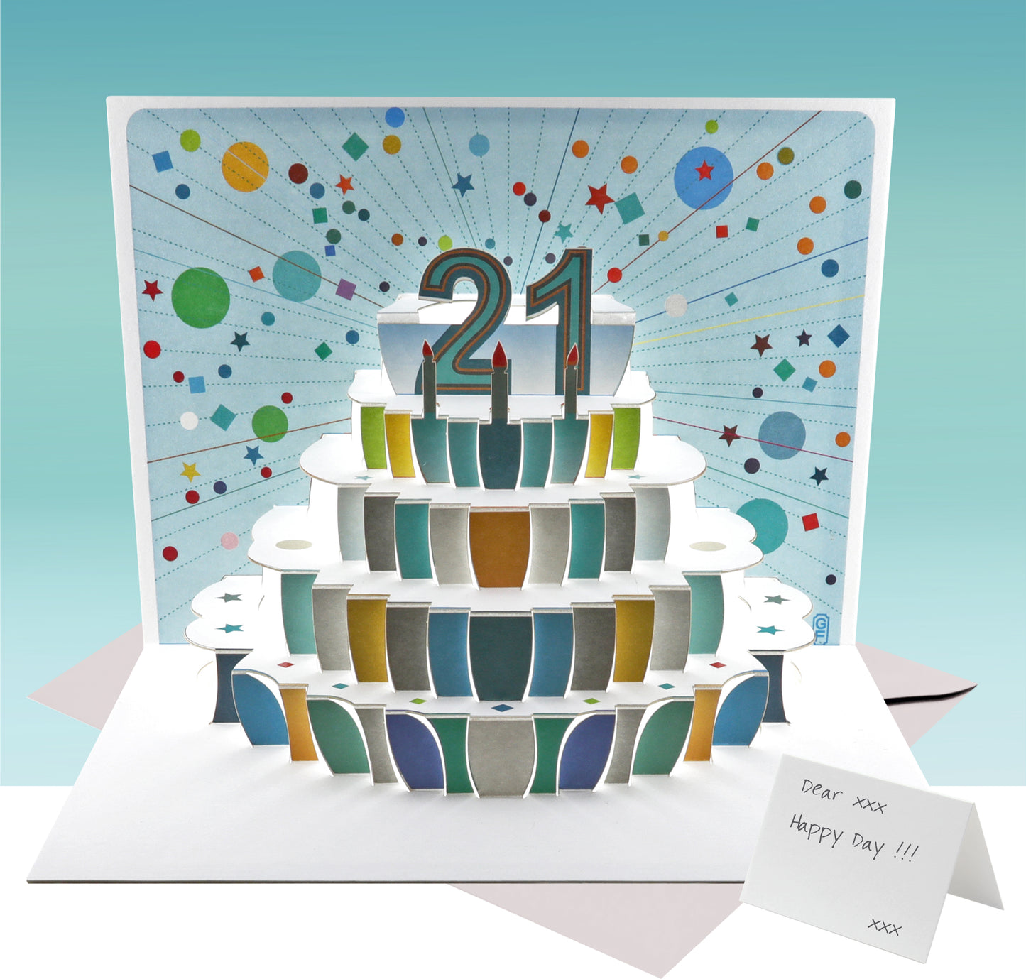 Age 21 Birthday Card, 21st Birthday Card, Cake Birthday Card, Pop Up Card. #POP-146 (AGE21)