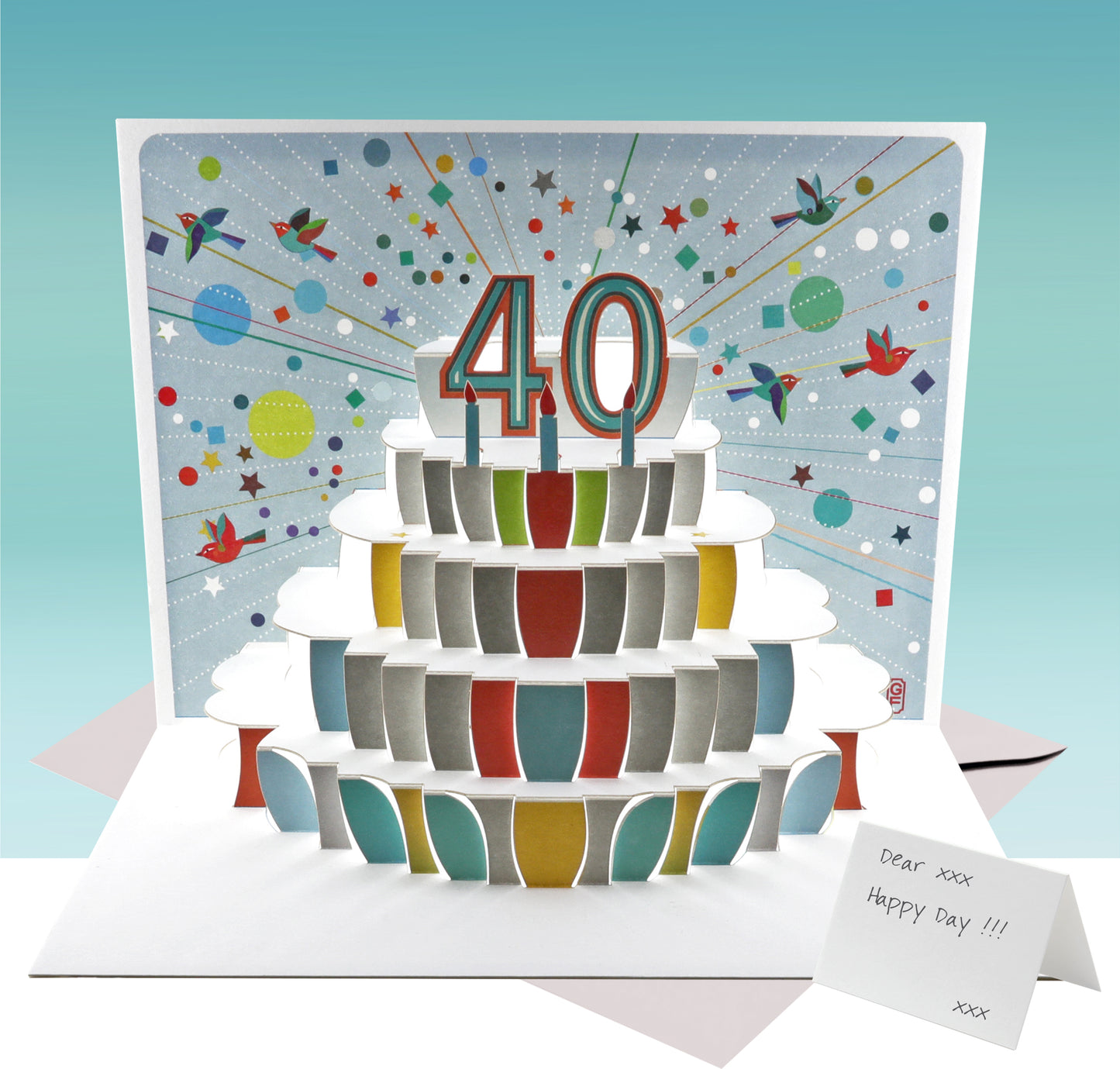 Age 40 Birthday Card, 40th Birthday Card, Cake Birthday Card, Pop Up Card. #POP-149 (AGE40)