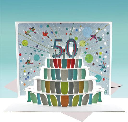 Age 50 Birthday Card, 50th Birthday Card, Cake Birthday Card, Pop Up Card. #POP151 (AGE50)