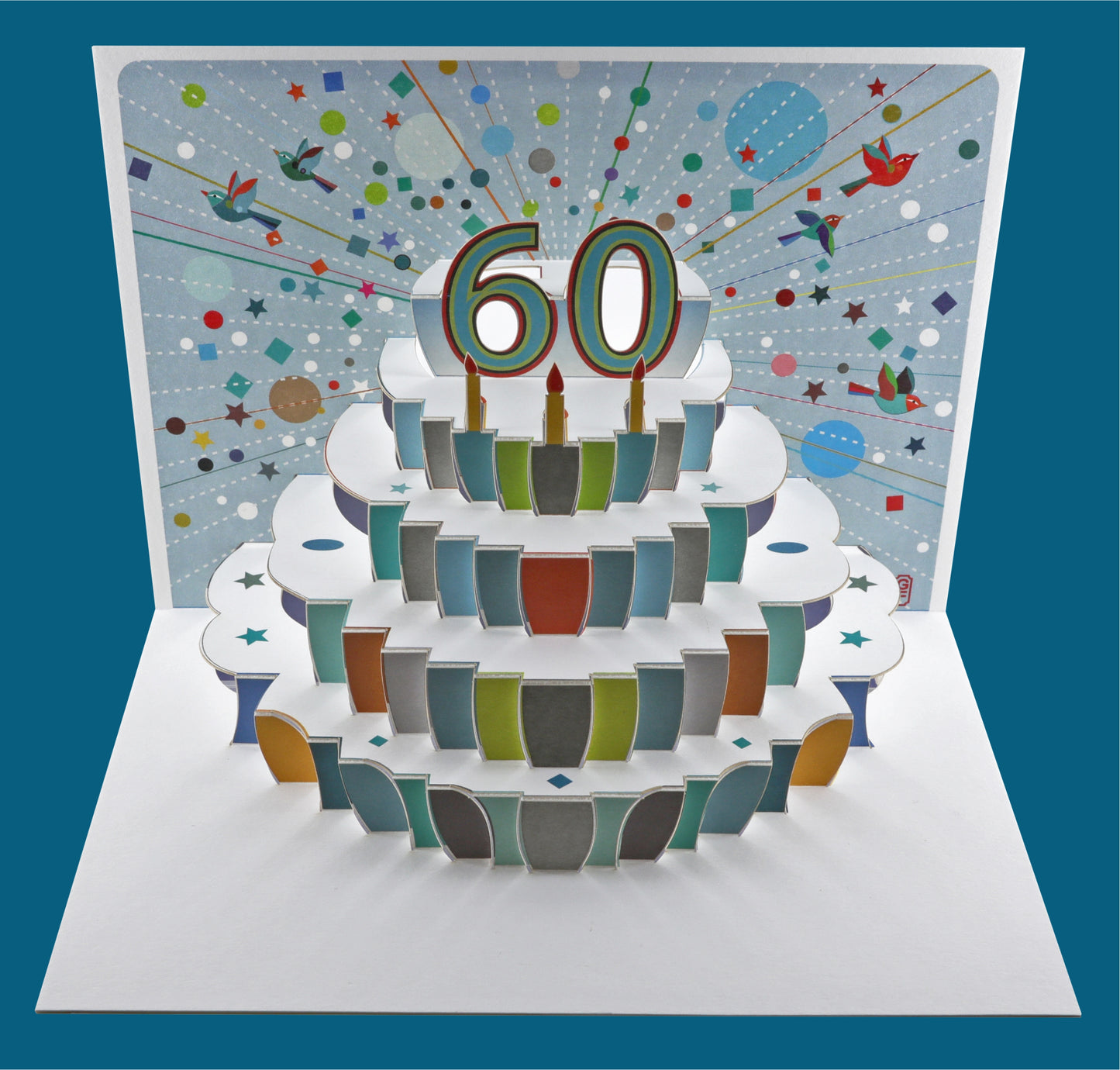 Age 60 Birthday Card, 60th Birthday Card, Cake Birthday Card, Pop Up Card. #POP-152 (AGE60)