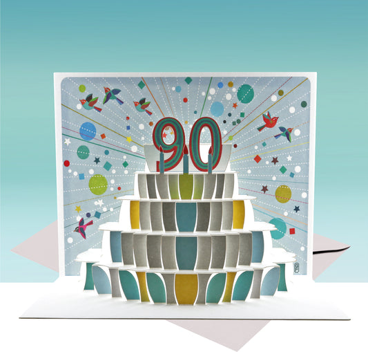 Age 90 Birthday Card, 90th Birthday Card, Cake Birthday Card, Pop Up Card. #POP-155 (AGE90)