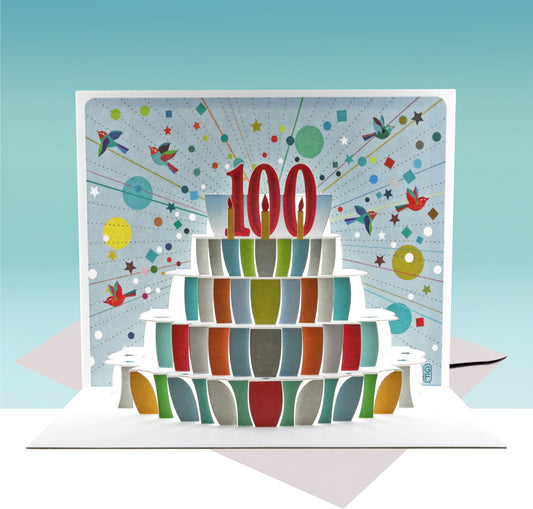 Age 100 Birthday Card, 100th Birthday Card, Cake Birthday Card, Pop Up Card. #POP-156/AG-100 (AGE100)