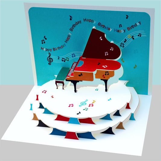 Pop Up ''Happy Birthday'' Piano Card - 3d Card, Birthday Card, Pop Up Card. #POP-183