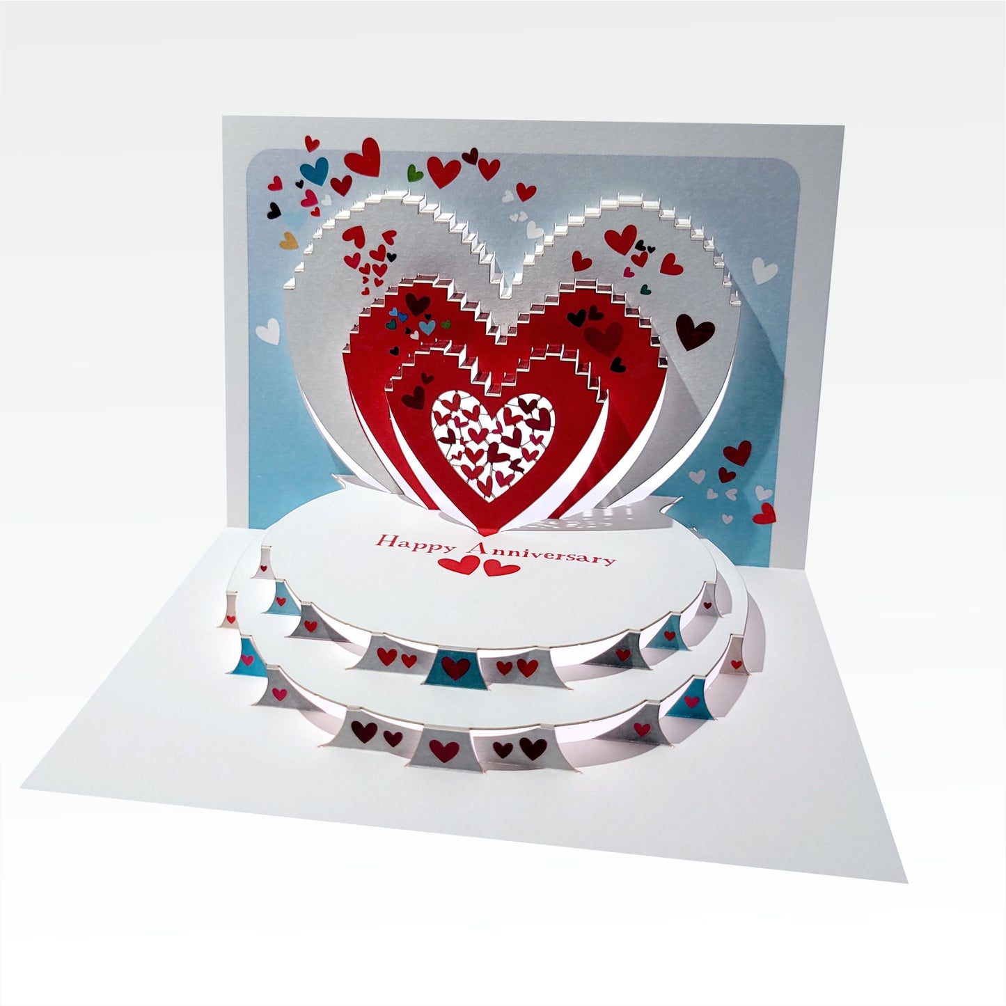 ''Happy Anniversary'' - Red and White Hearts - Anniversary Card, #POP-192