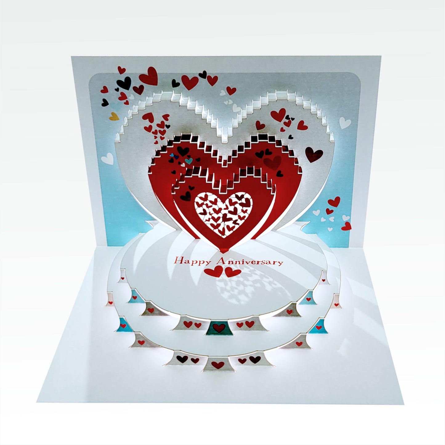 ''Happy Anniversary'' - Red and White Hearts - Anniversary Card, #POP-192