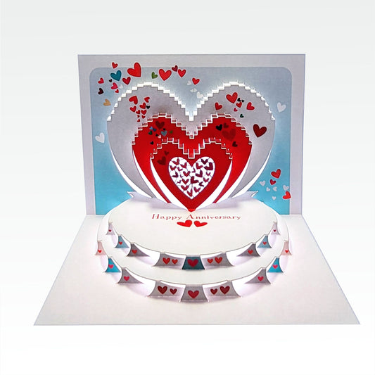 ''Happy Anniversary'' - Red and White Hearts - Anniversary Card, #POP-192