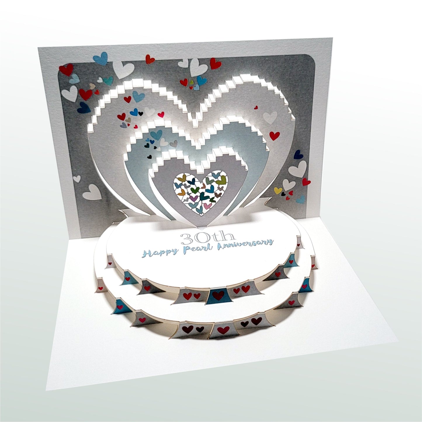 ''30th Happy Pearl Anniversary'' - Pearl Hearts - 30th Pearl Anniversary Card, #POP-195