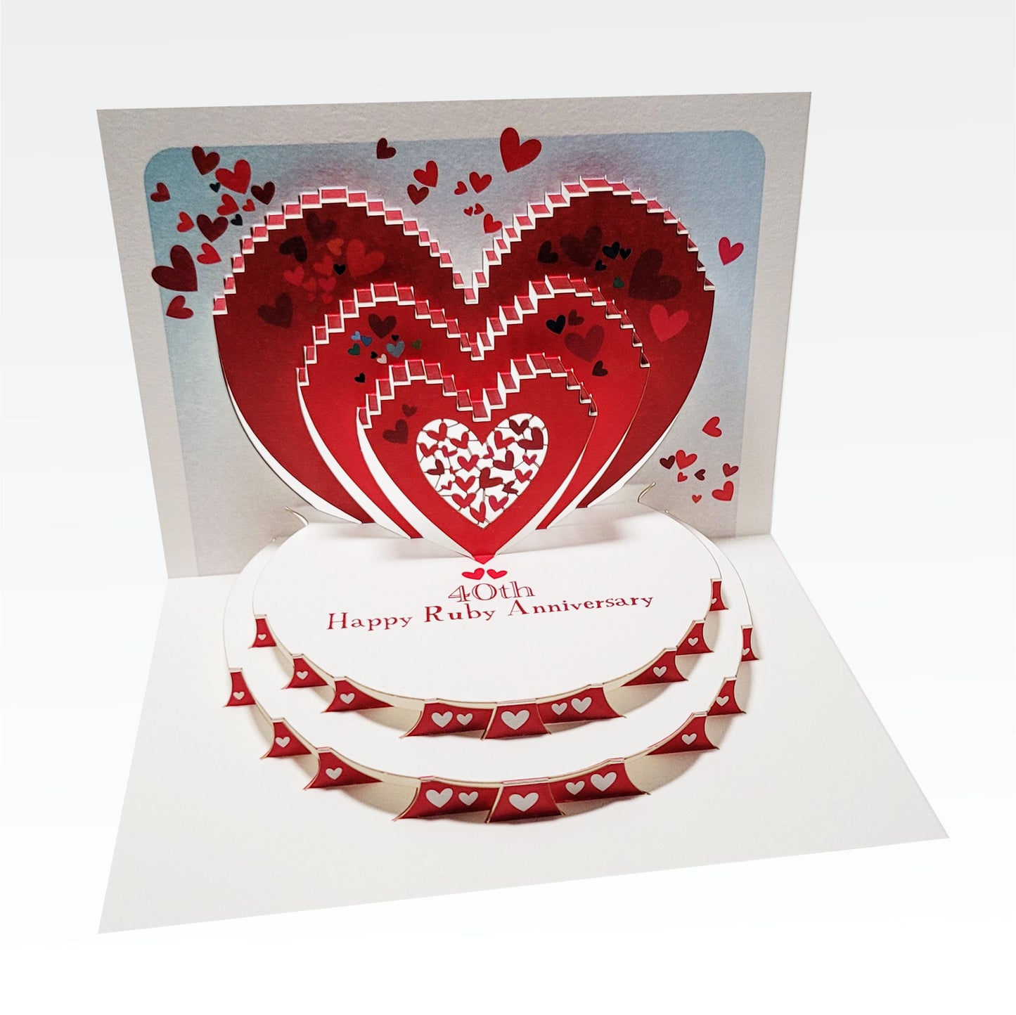 ''40th Happy Ruby Anniversary'' - Red Hearts - 40th Ruby Anniversary Card, #POP-196