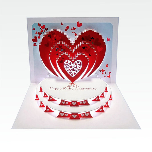''40th Happy Ruby Anniversary'' - Red Hearts - 40th Ruby Anniversary Card, #POP-196