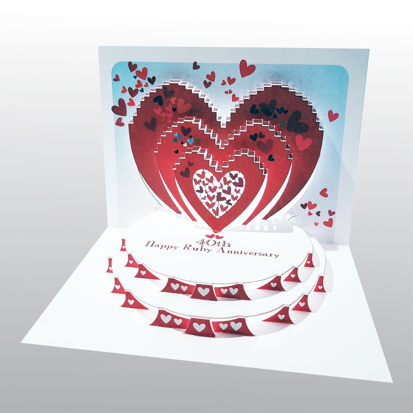 ''40th Happy Ruby Anniversary'' - Red Hearts - 40th Ruby Anniversary Card, #POP-196