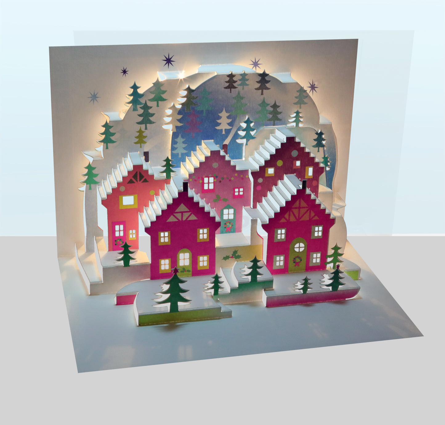 Pop Up Alpine Village Christmas Card - 3d Card, Pop Up Card - Blank - #POP-094
