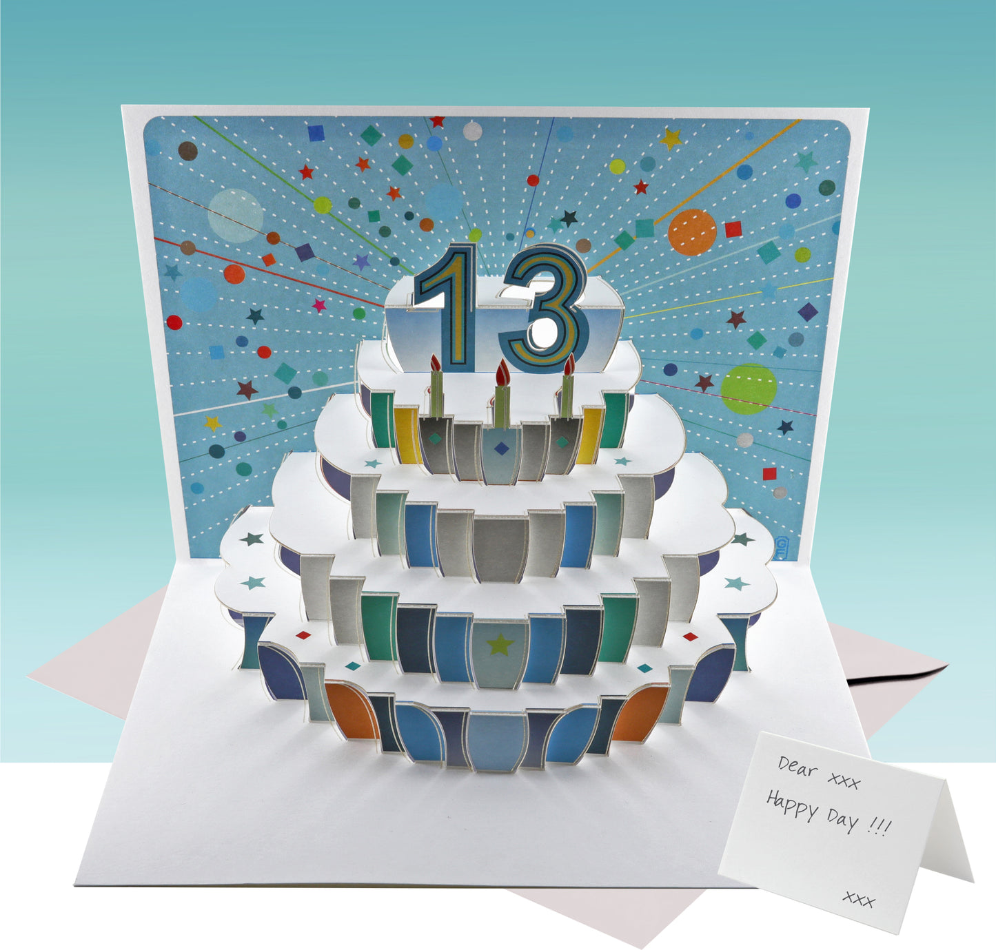Age 13 Birthday Card, 13th Birthday Card, Cake Birthday Card, Pop Up Card. #POP-142 (AGE13)