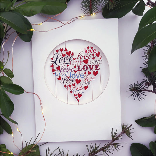 ''Love'' Heart - Love/Valentines Card- VPM008