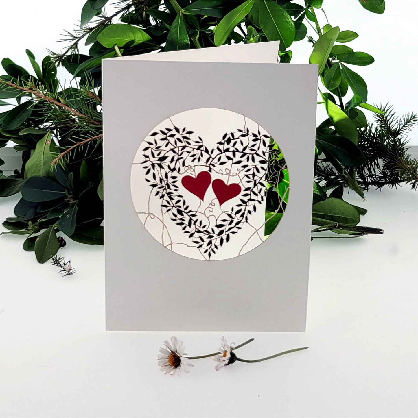 Vine Heart Black - Blank - Love/Valentines Card - VPM009