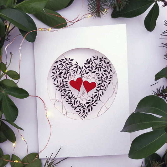 Vine Heart Black - Blank - Love/Valentines Card - VPM009