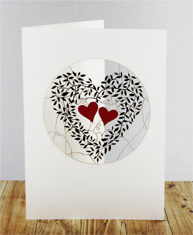 Vine Heart Black - Blank - Love/Valentines Card - VPM009