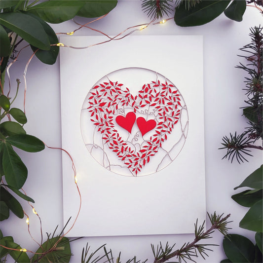 Vine Heart Red - Blank - Love/Valentines Card - VPM14